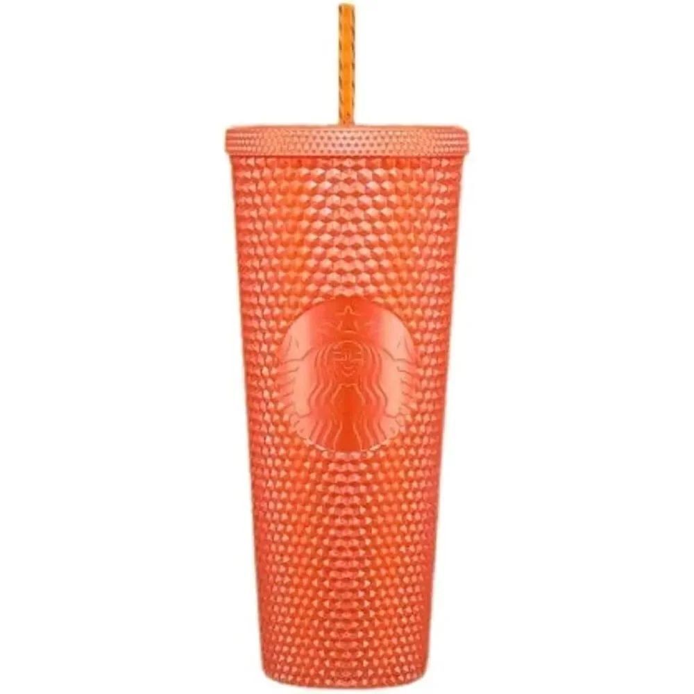 STARBUCKS Fall 2022 Pearlized Orange Studded Tumbler Cold Cup 24 oz-NEW!